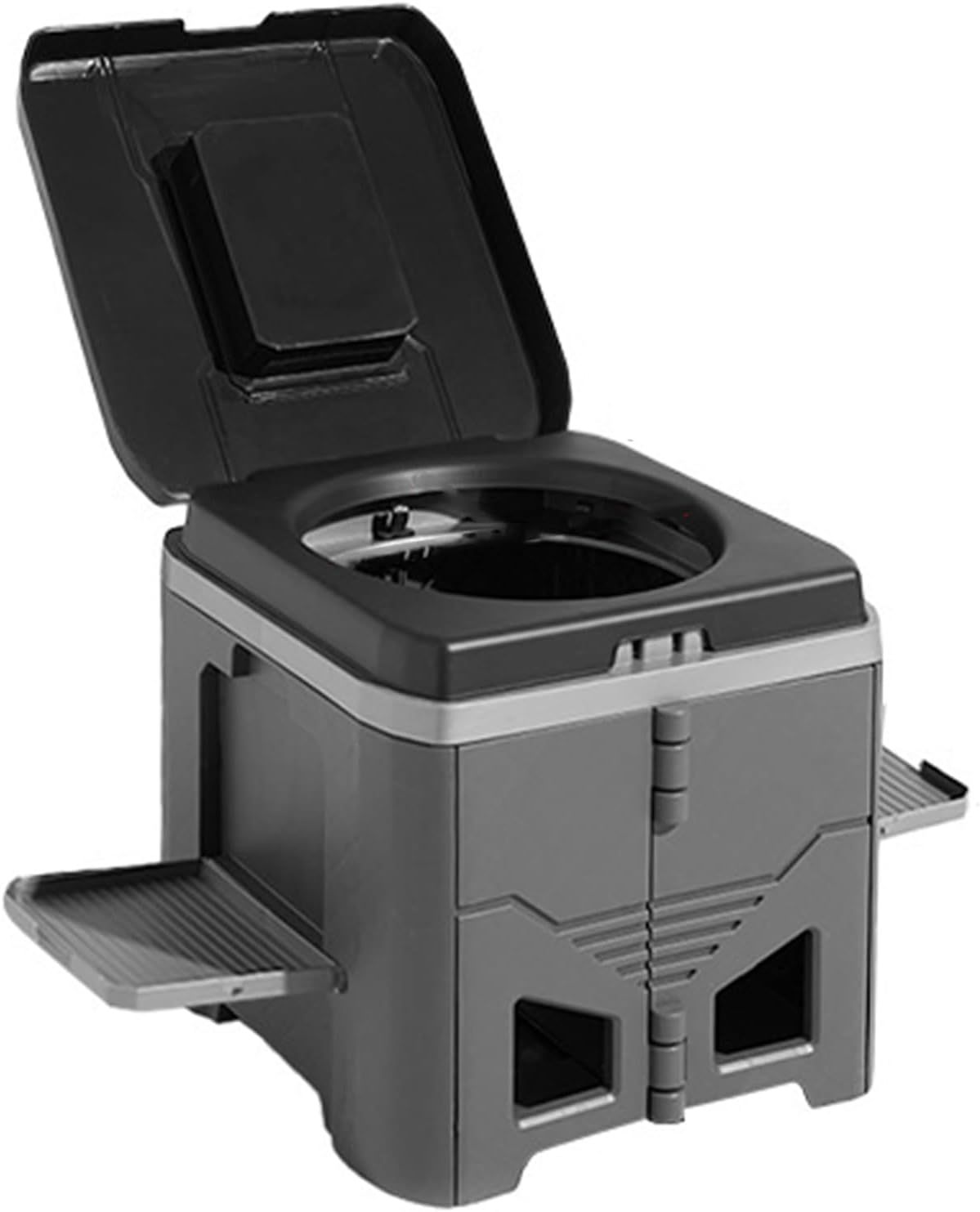 Portable Travel Toilet with Integrated Dual Storage Wings & Odor-Proof Lid