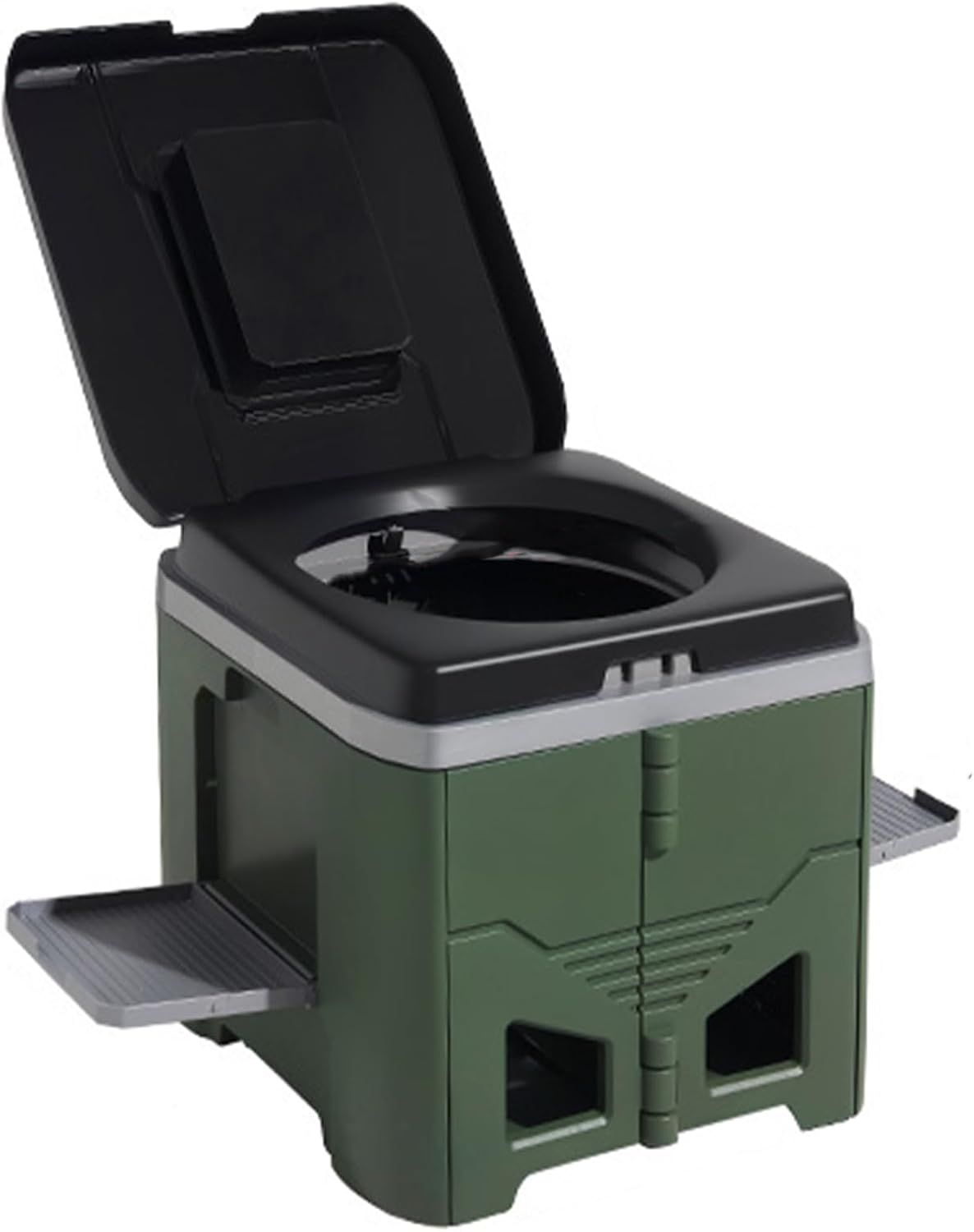 Portable Travel Toilet with Integrated Dual Storage Wings & Odor-Proof Lid