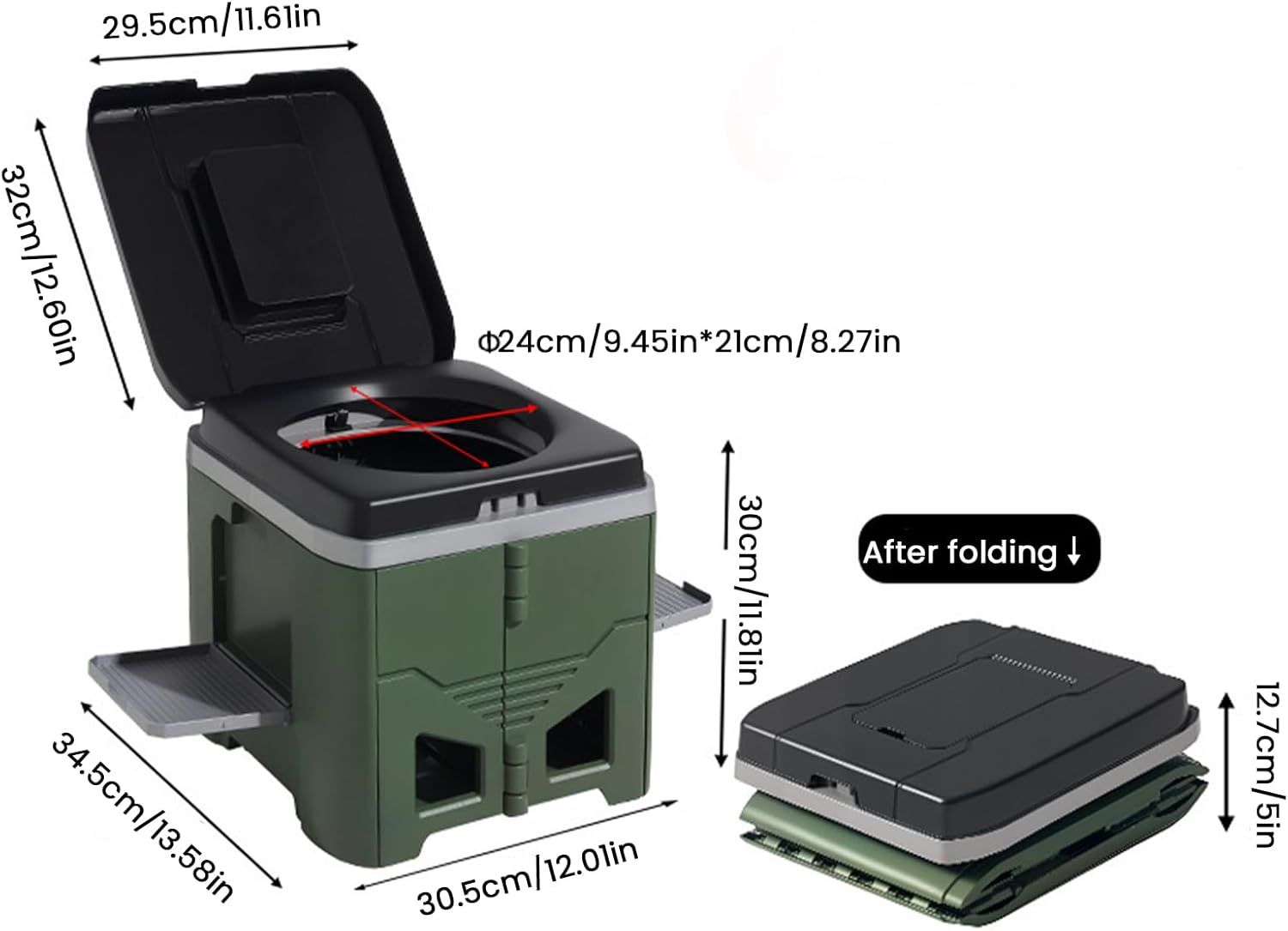 Portable Travel Toilet with Integrated Dual Storage Wings & Odor-Proof Lid view 2