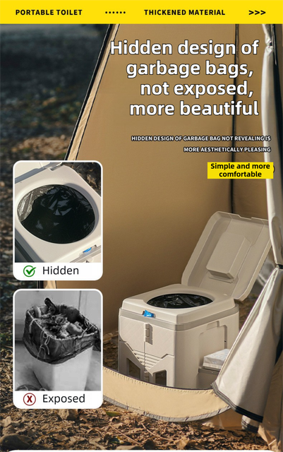 Portable Travel Toilet with Integrated Dual Storage Wings & Odor-Proof Lid view 5