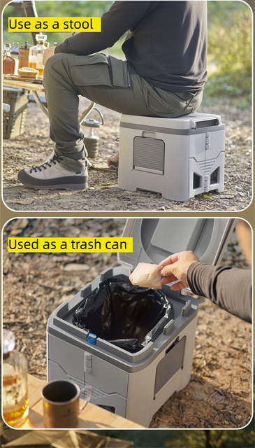 Portable Travel Toilet with Integrated Dual Storage Wings & Odor-Proof Lid view 7