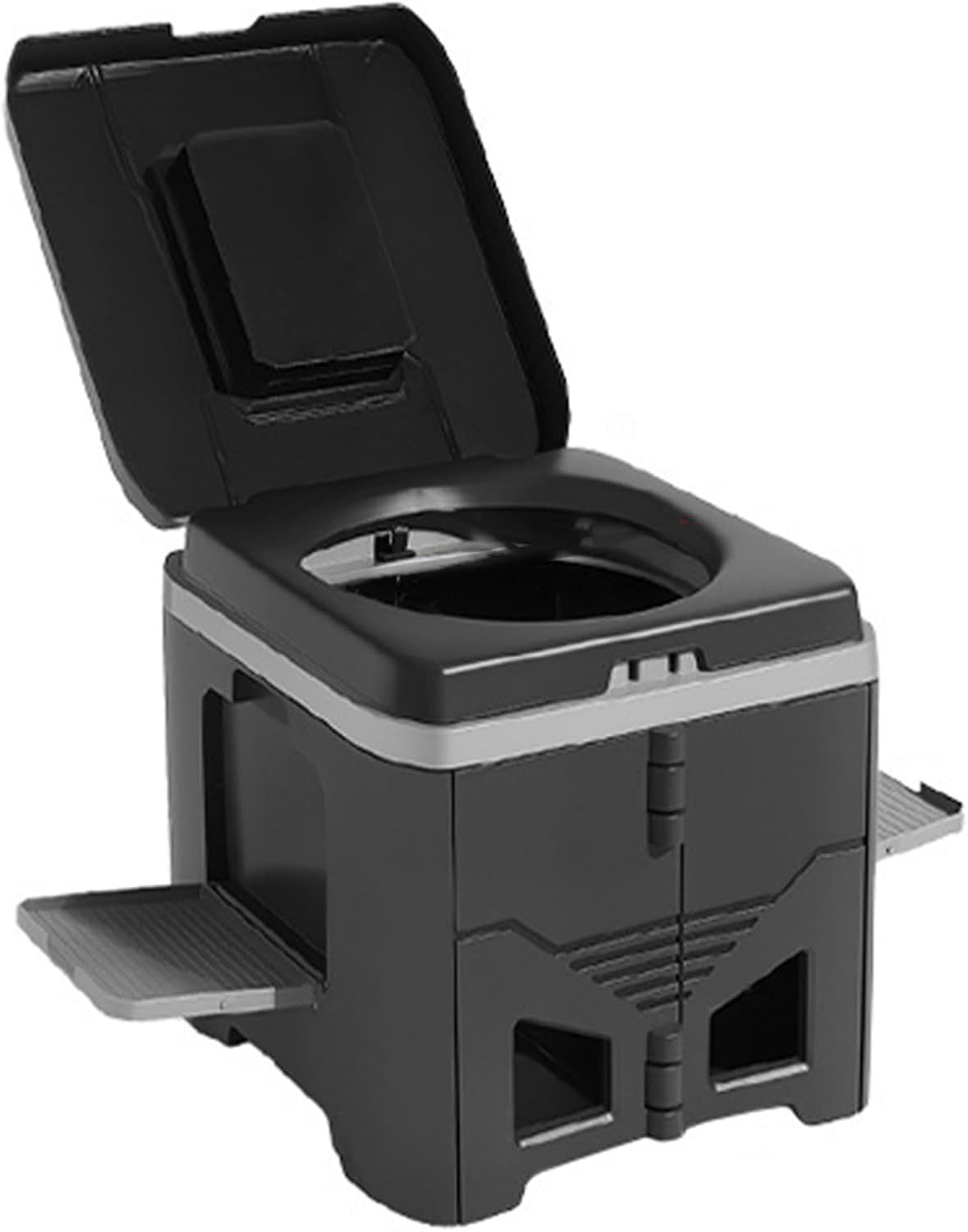 Portable Travel Toilet with Integrated Dual Storage Wings & Odor-Proof Lid