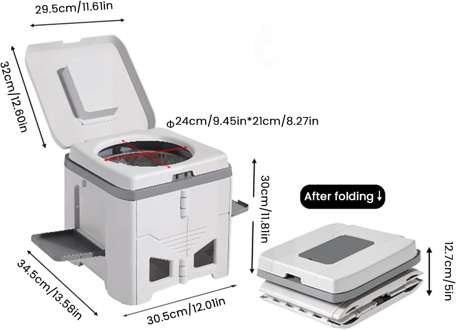 Portable Travel Toilet with Integrated Dual Storage Wings & Odor-Proof Lid view 2