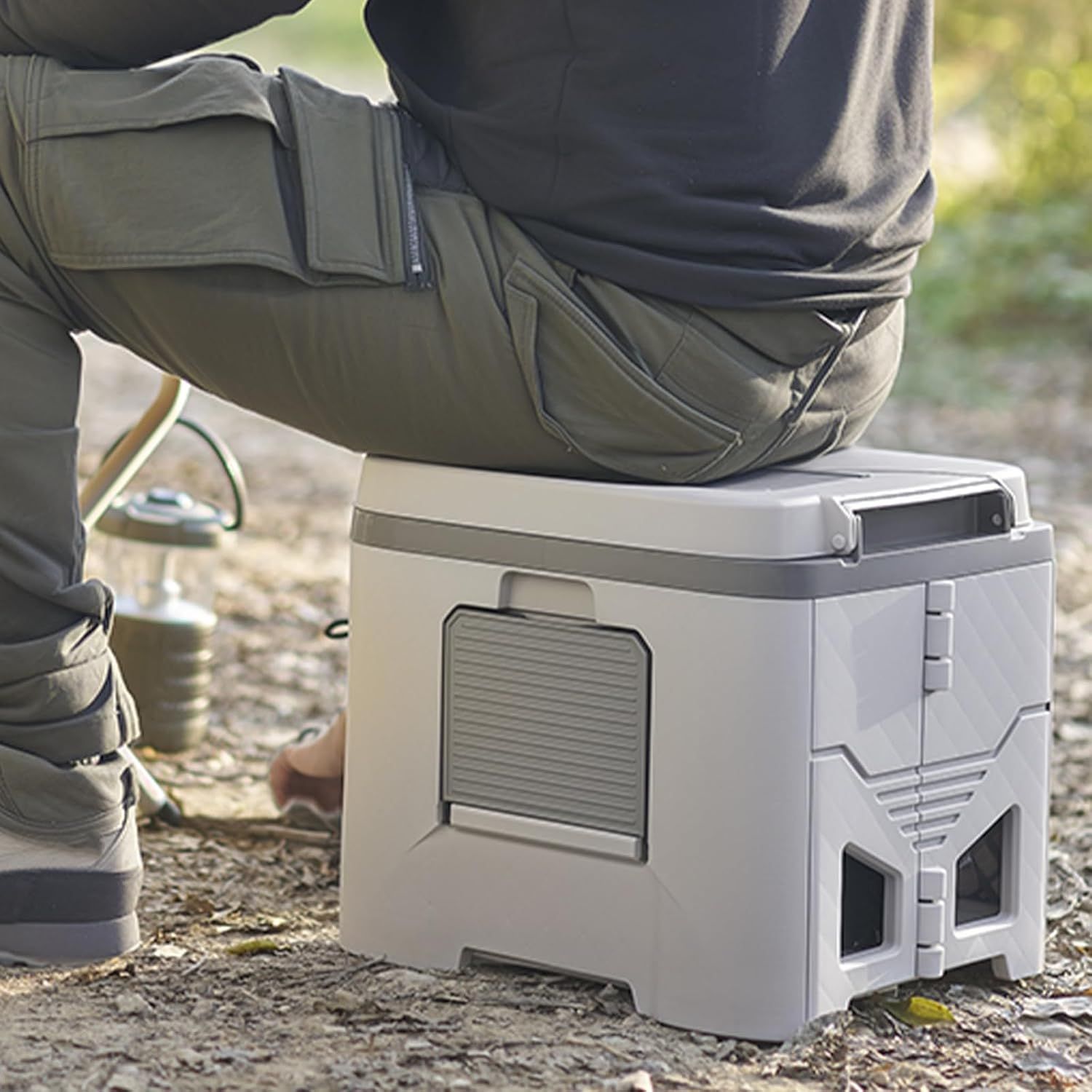 Portable Travel Toilet with Integrated Dual Storage Wings & Odor-Proof Lid