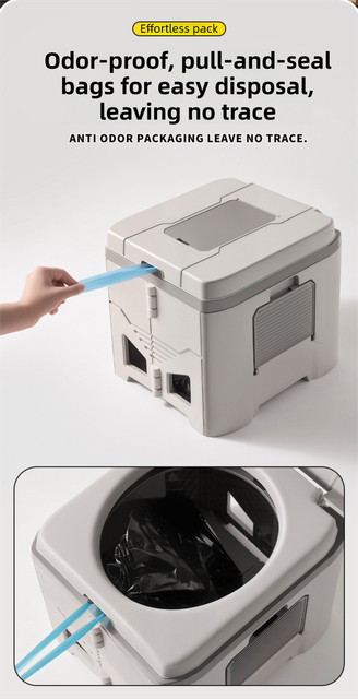 Portable Travel Toilet with Integrated Dual Storage Wings & Odor-Proof Lid view 6