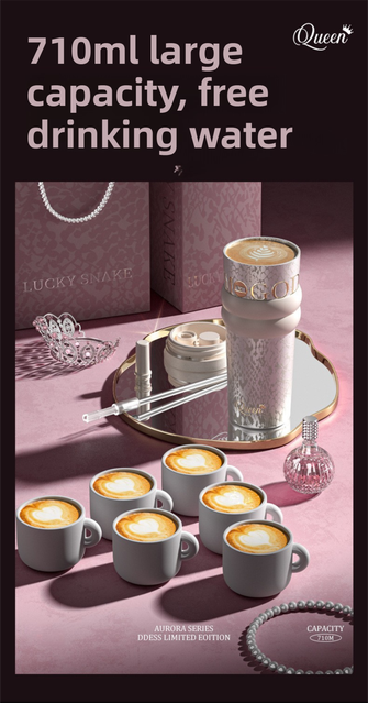 710ML Silver Luxury Gradient Textured Aurora Starry Night Insulated Travel Mug view 4