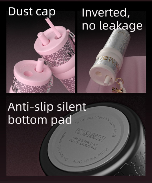 710ML Pink Luxury Gradient Textured Aurora Starry Night Insulated Travel Mug view 9