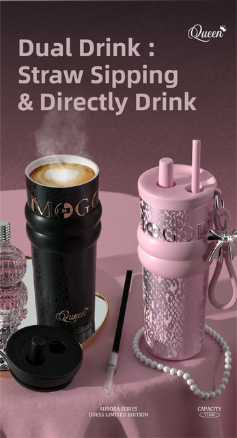 710ML Silver Luxury Gradient Textured Aurora Starry Night Insulated Travel Mug view 6