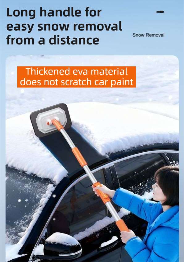 Orange 21° Curved Car Wash Mop and Snow Scraper with 180°Rotating Detachable view 3