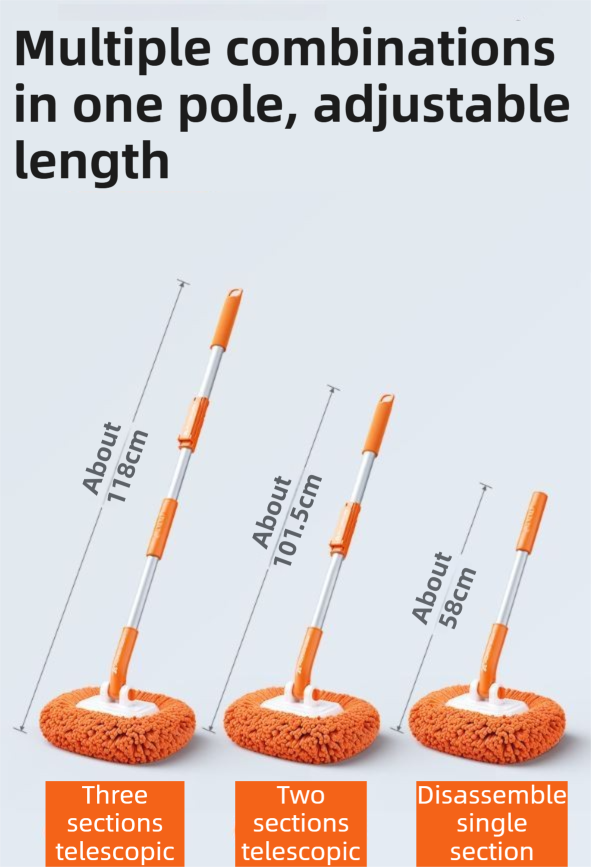 Orange 21° Curved Car Wash Mop and Snow Scraper with 180°Rotating Detachable view 6