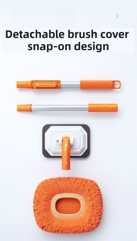 Orange 21° Curved Car Wash Mop and Snow Scraper with 180°Rotating Detachable view 7
