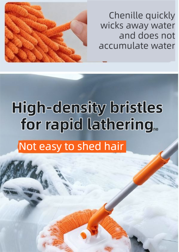 Orange 21° Curved Car Wash Mop and Snow Scraper with 180°Rotating Detachable view 8