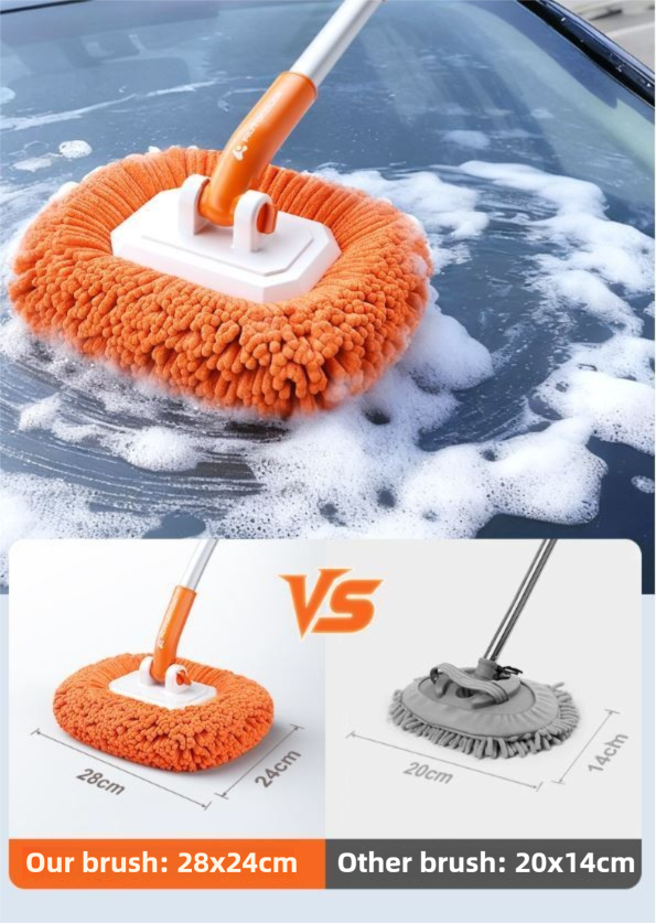 Orange 21° Curved Car Wash Mop and Snow Scraper with 180°Rotating Detachable view 9