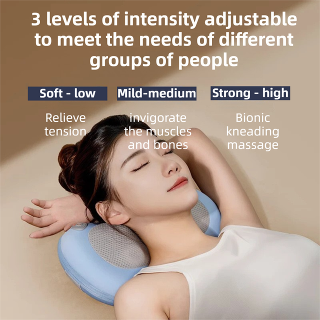 Grey Wireless Rechargeable Cervical & Lumbar Massager Pillow with 4 High/Low view 3
