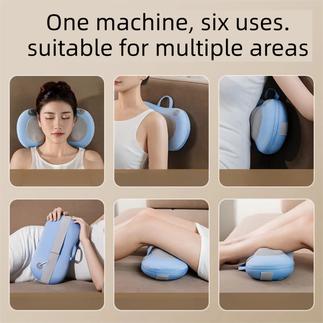 Grey Wireless Rechargeable Cervical & Lumbar Massager Pillow with 4 High/Low view 4