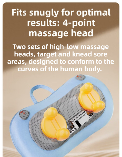 Grey Wireless Rechargeable Cervical & Lumbar Massager Pillow with 4 High/Low view 5