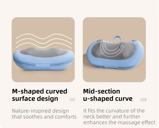 Grey Wireless Rechargeable Cervical & Lumbar Massager Pillow with 4 High/Low view 7