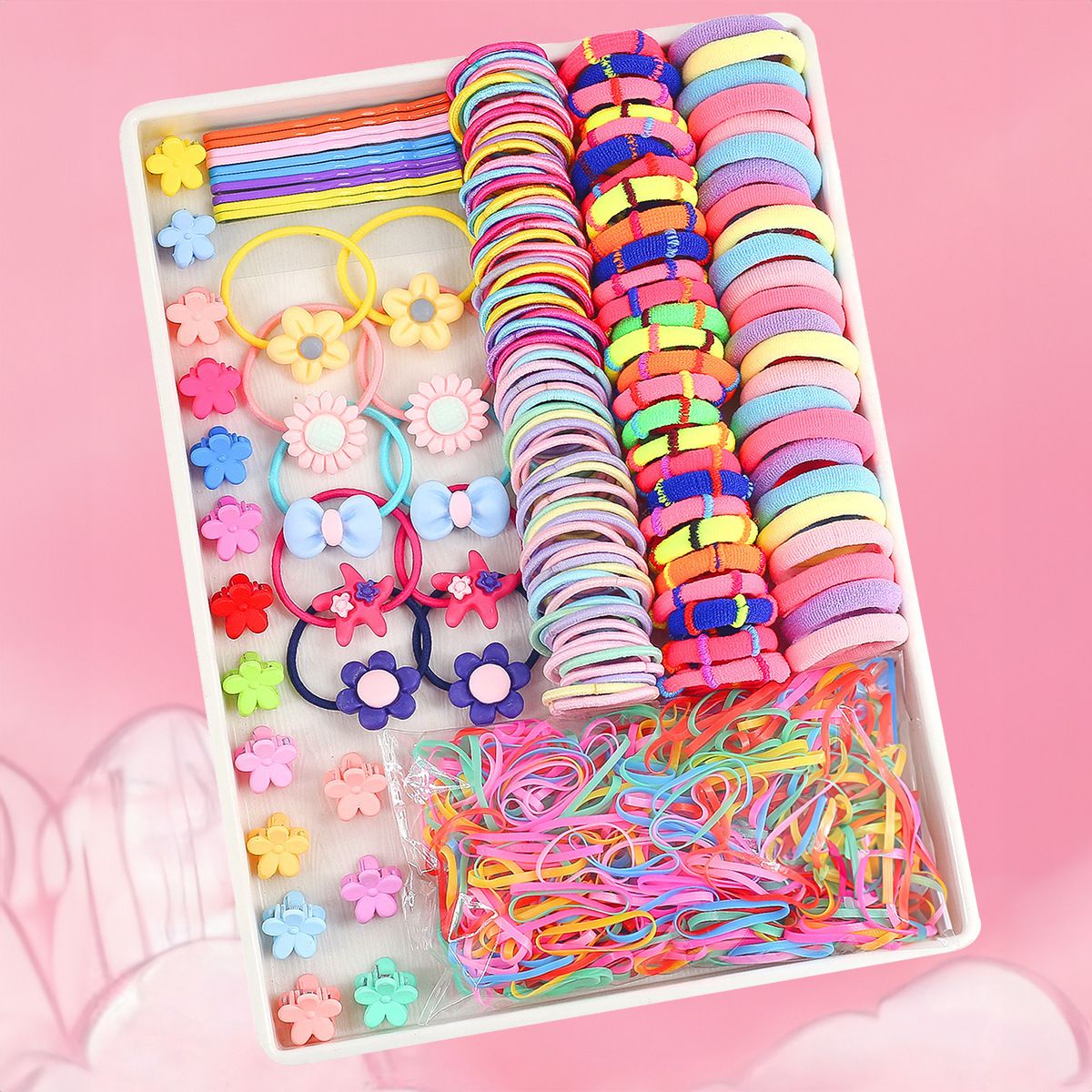875-Piece Cute Hair Accessories Gift Set with Elastic Rubber Bands - Perfect view 3