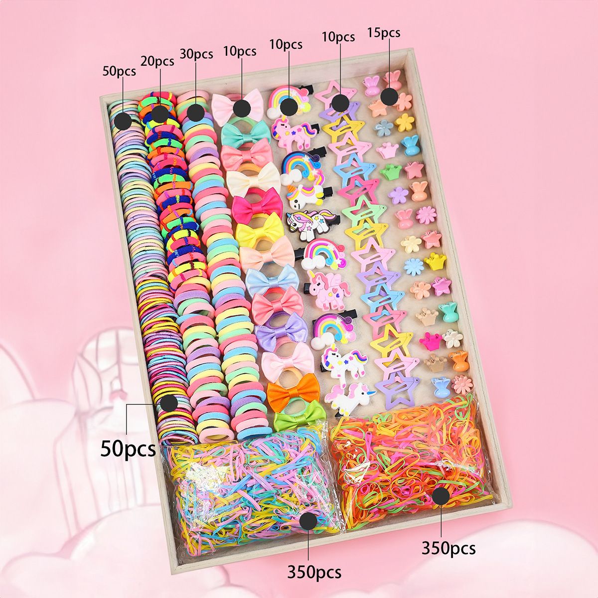 875-Piece Cute Hair Accessories Gift Set with Elastic Rubber Bands - Perfect view 4