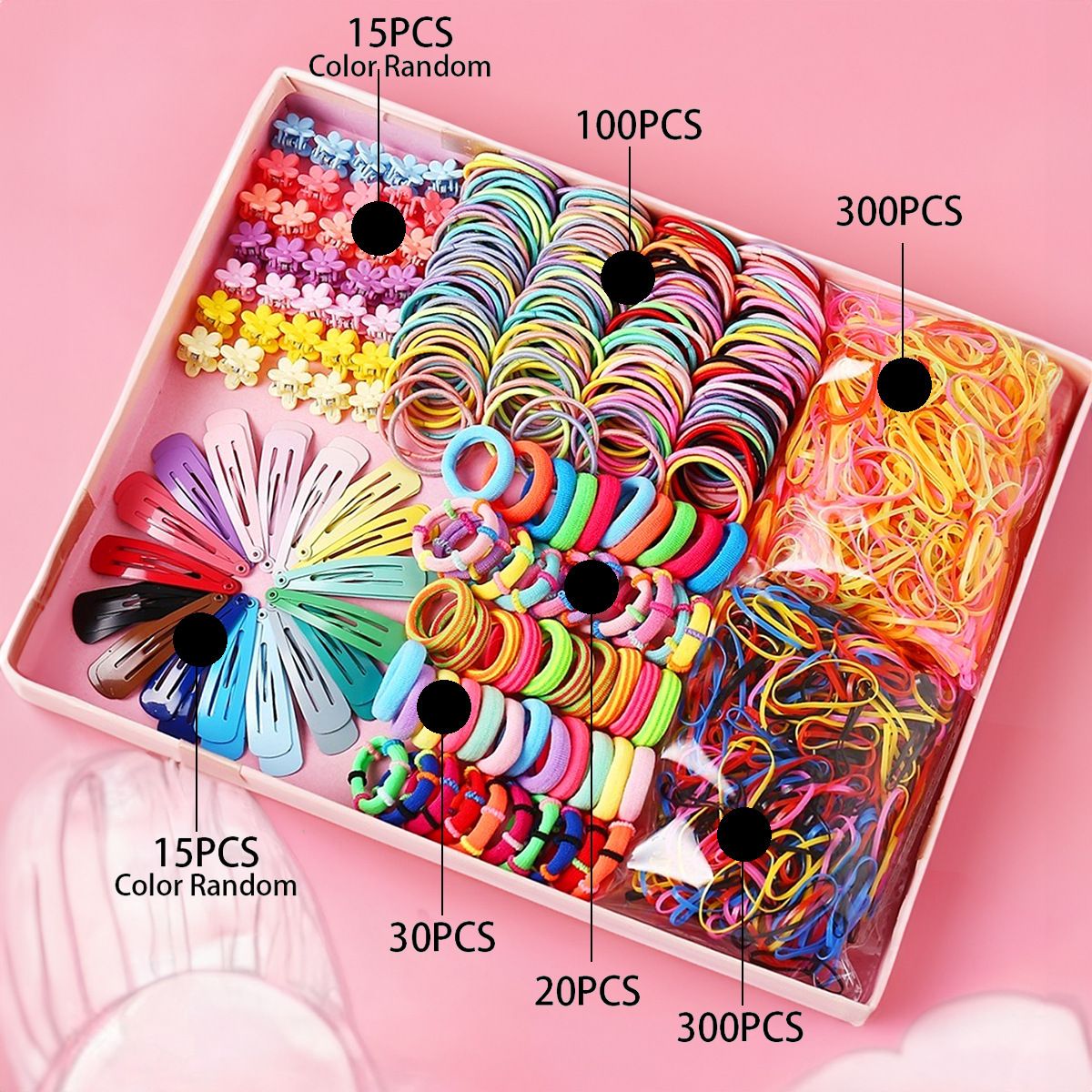 895-Piece Cute Hair Accessories Gift Set with Elastic Rubber Bands - Perfect view 2