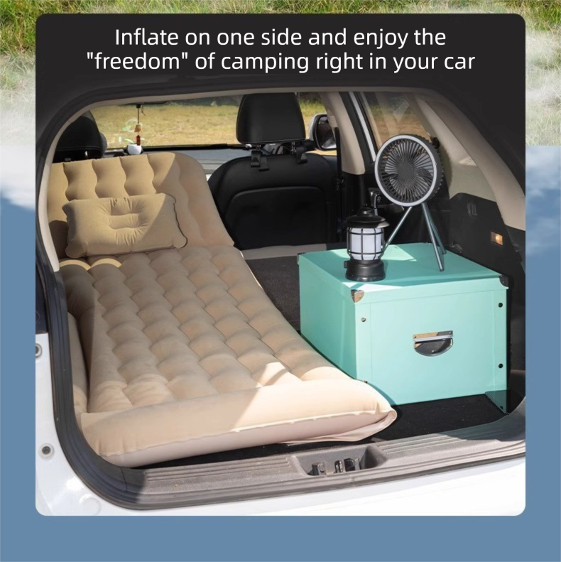 Black Multi-Chamber Car Inflatable Air Mattress with Electric Pump view 5