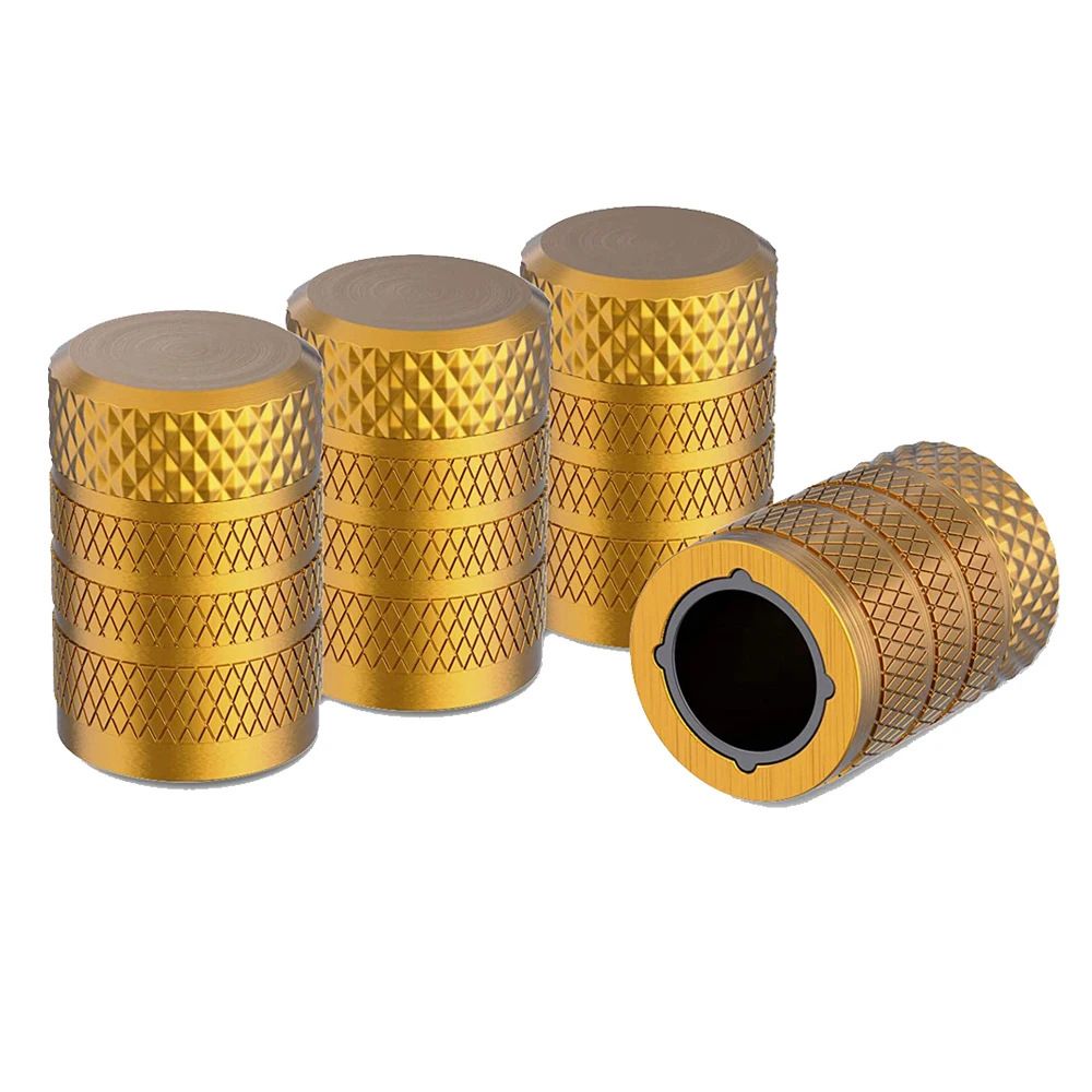 4-Pack Gold Aluminum Car Tyre Valve Stem Caps - Heavy Duty Dustproof Air Valve