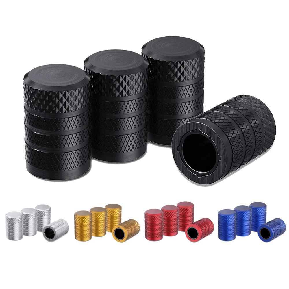 5 Colors Set of 4-Pack Aluminum Car Tyre Valve Stem Caps - Heavy Duty