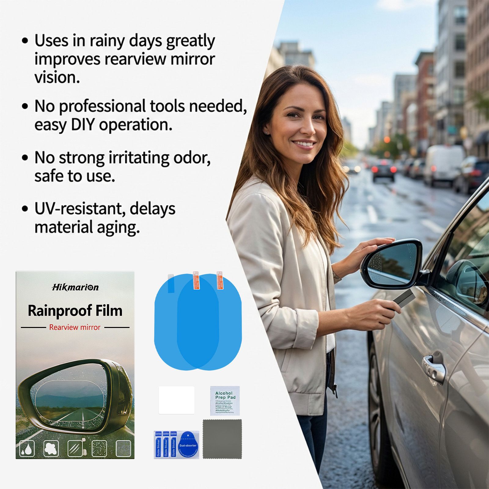 4 Set of Car Rearview Mirror HD Rainproof Film with Complete Installation Tool view 4