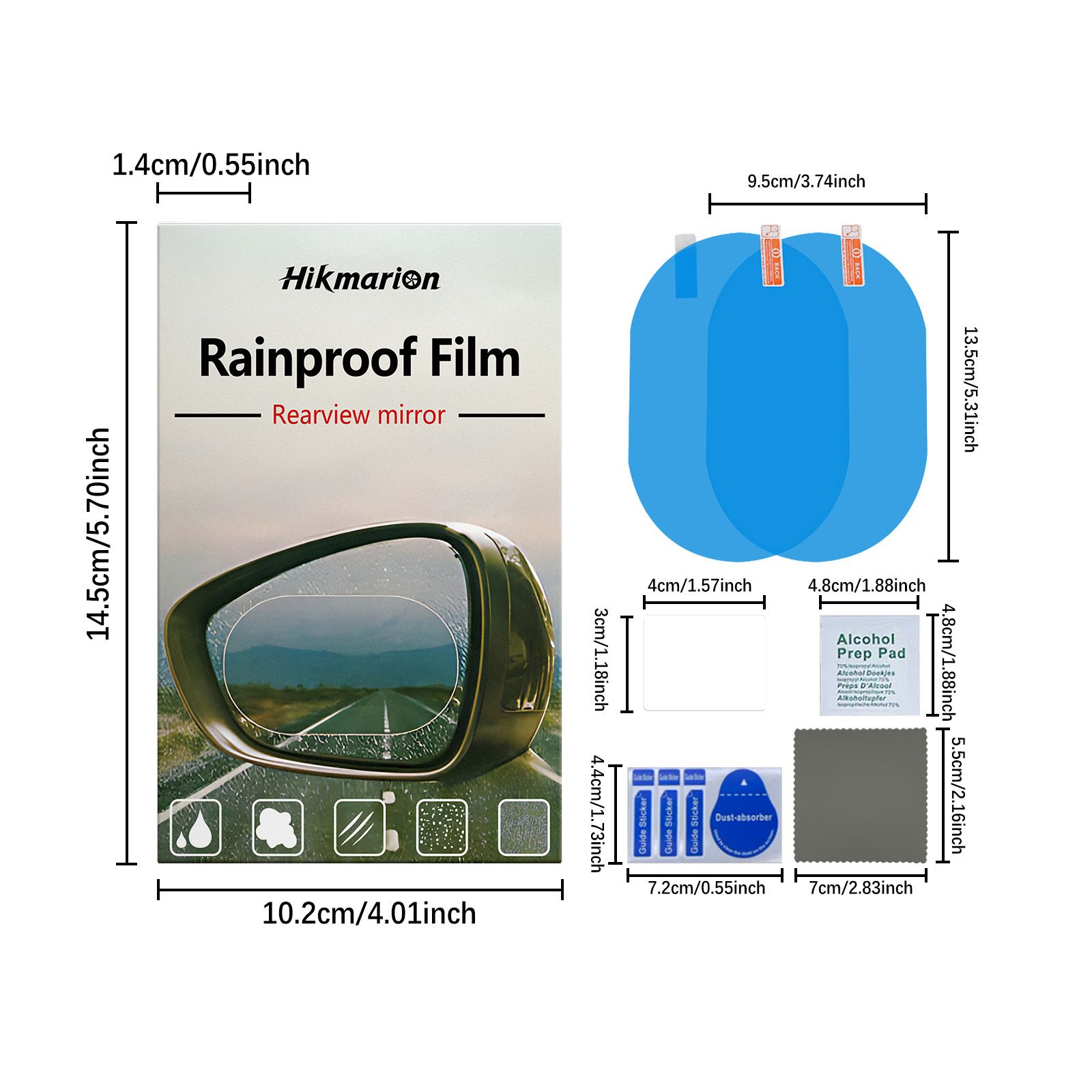 4 Set of Car Rearview Mirror HD Rainproof Film with Complete Installation Tool view 6