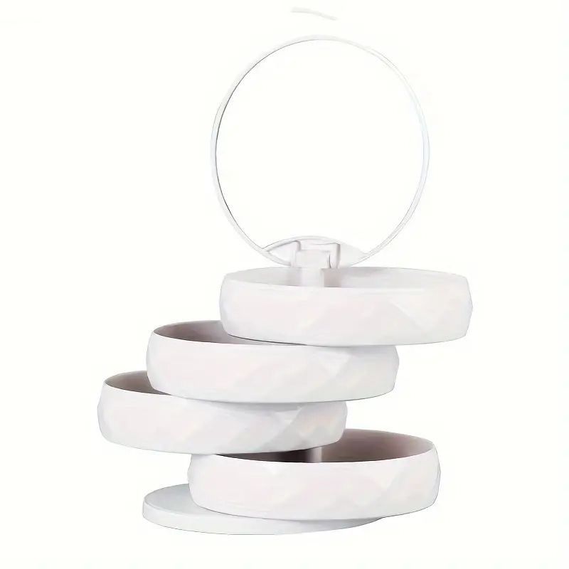 2-Pack 4-Tier Rotating Jewelry Organizer Box with Adjustable Mirror & Diamond