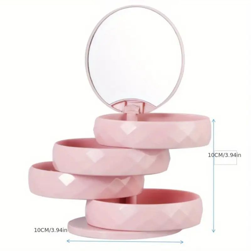 2-Pack 4-Tier Rotating Jewelry Organizer Box with Adjustable Mirror & Diamond view 4