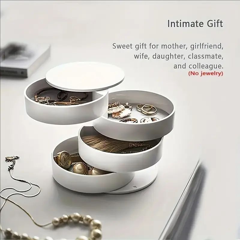 2-Pack 4-Tier Rotating Jewelry Organizer Box with Adjustable Mirror & Diamond view 5