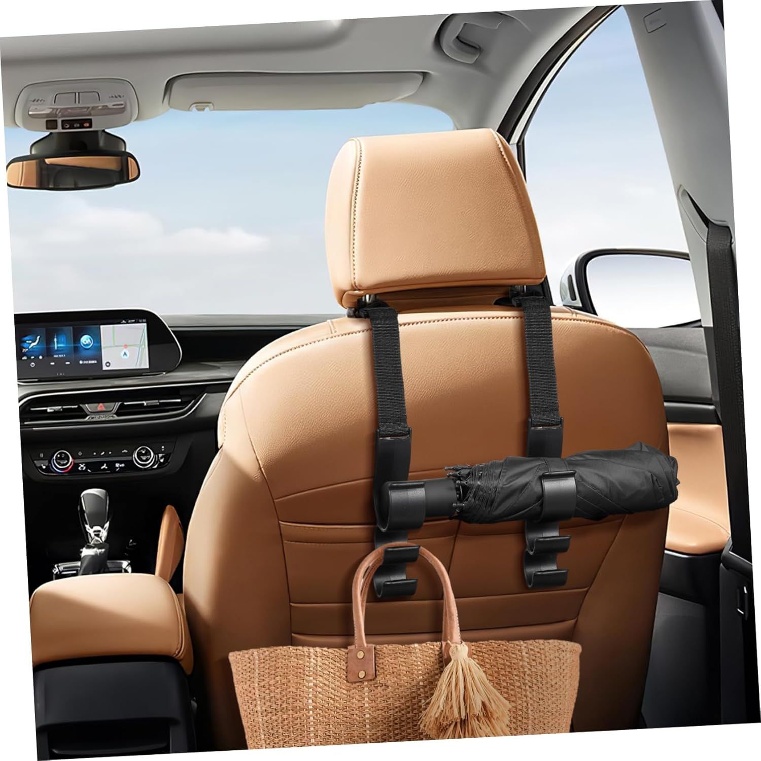2PCS Multifunctional Car Seat Back Triple Hooks Organizer for Purses Umbrellas view 8