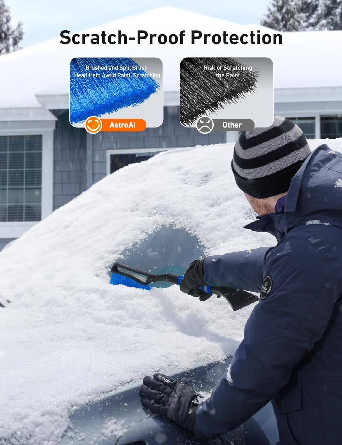 27" Car Snow Brush and Ice Scraper – 2-in-1 Detachable Car Windshield Winter view 4