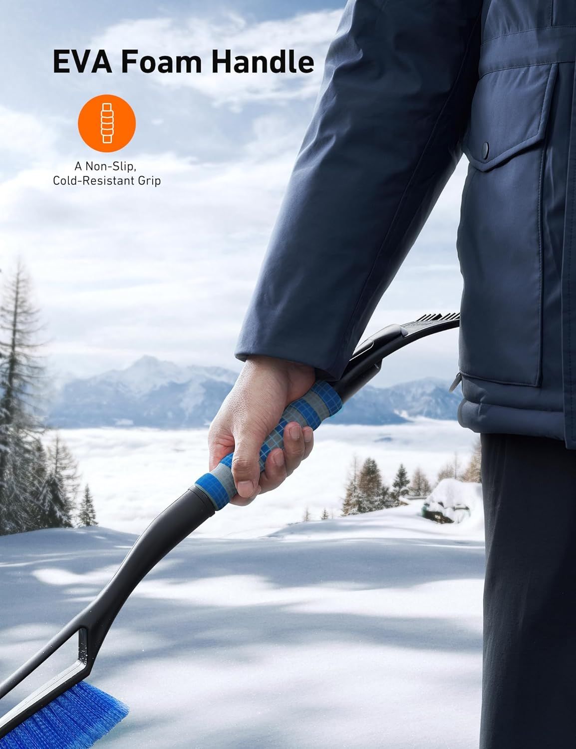 27" Car Snow Brush and Ice Scraper – 2-in-1 Detachable Car Windshield Winter view 5