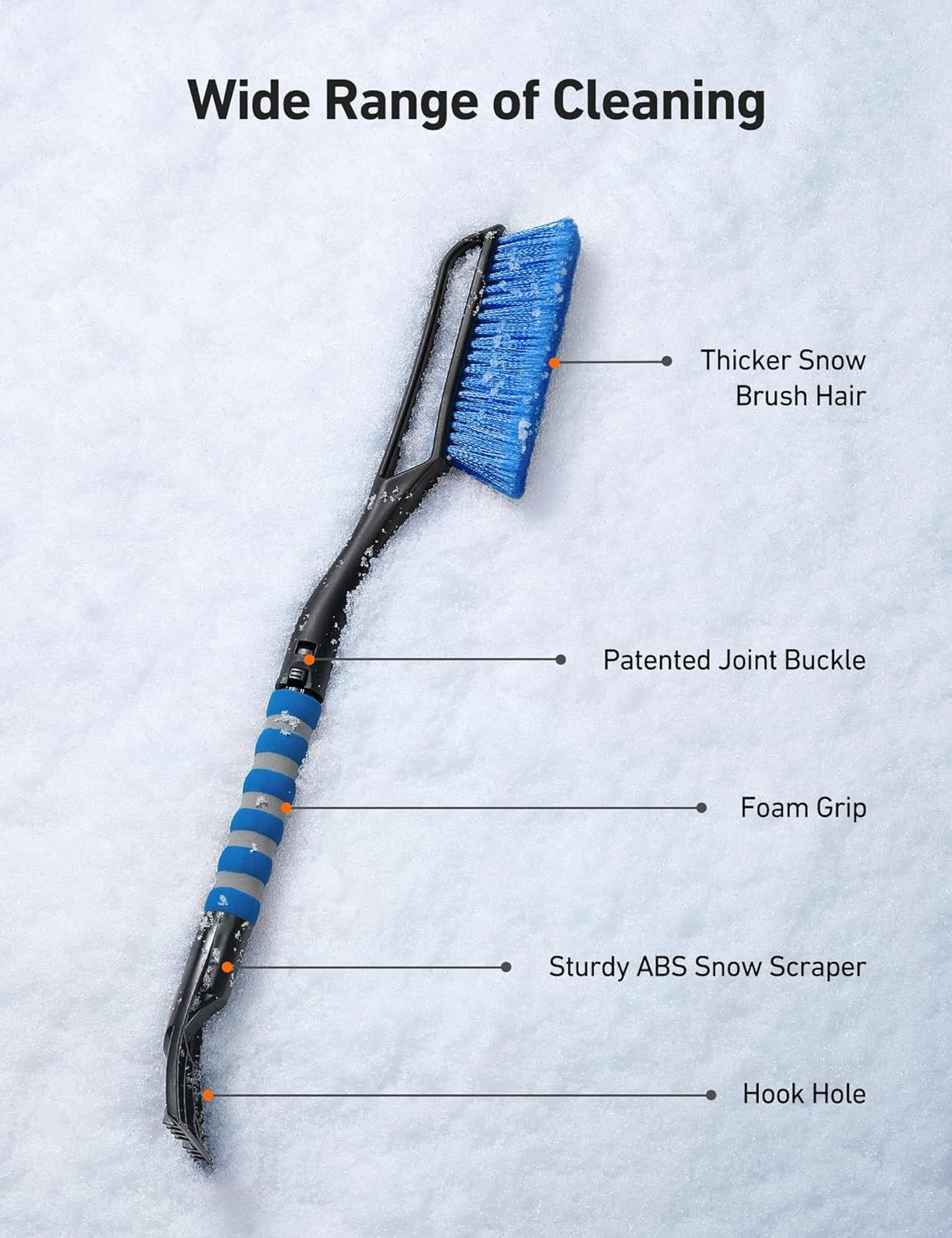 27" Car Snow Brush and Ice Scraper – 2-in-1 Detachable Car Windshield Winter view 6