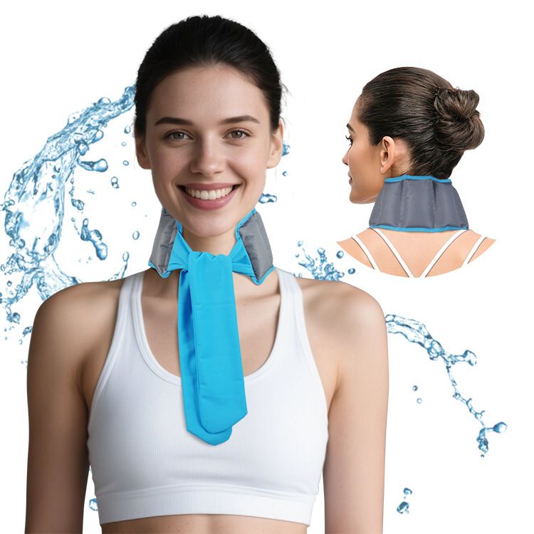 Blue and Grey Reusable Evaporative Physical Cooling Scarf – Long Ice Neck Wrap