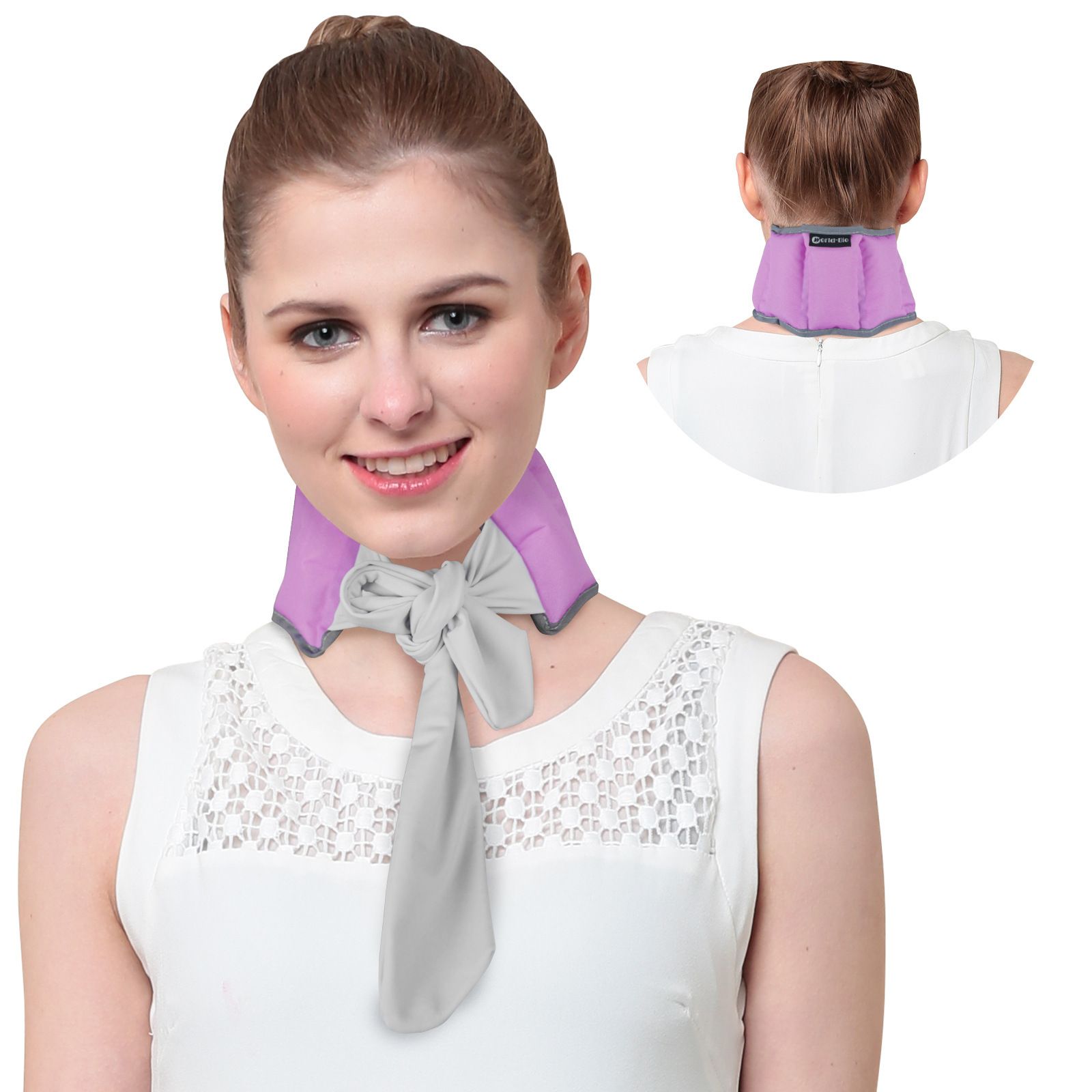 Purple and Grey Reusable Evaporative Physical Cooling Scarf – Long Ice Neck