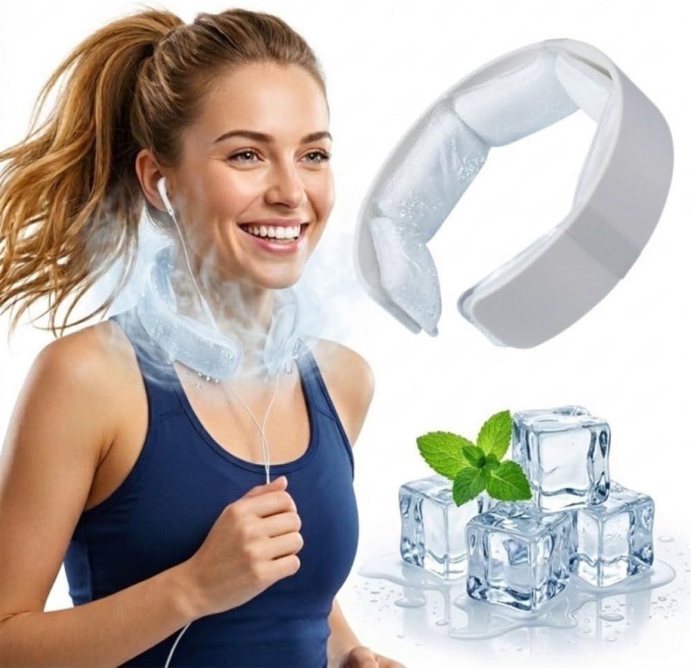 White Reusable Neck Cooling Ring – 360° Omnidirectional Wearable Ice Collar