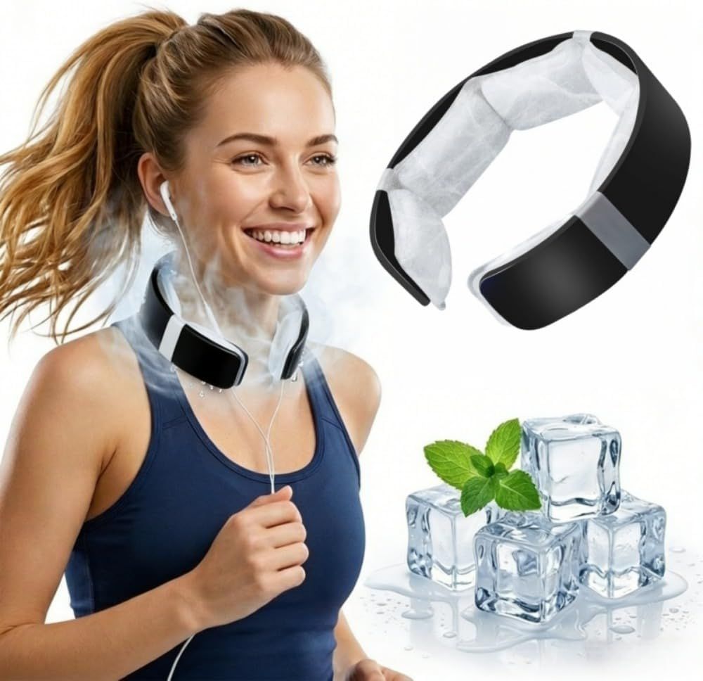 Black Reusable Neck Cooling Ring – 360° Omnidirectional Wearable Ice Collar