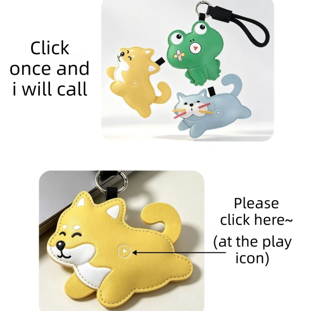 3-Pack Pet Squeeze Meow Sounding Keychain Pendants Set(Blue Cat & Green Frog & view 3