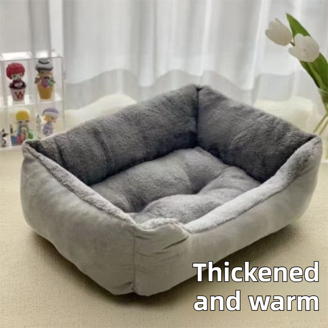 60x45x15CM Grey Premium Plush Pet Bed and Cozy Cushion Mat with Removable view 2