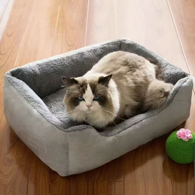 70x50x15CM Grey Premium Plush Pet Bed and Cozy Cushion Mat with Removable view 4
