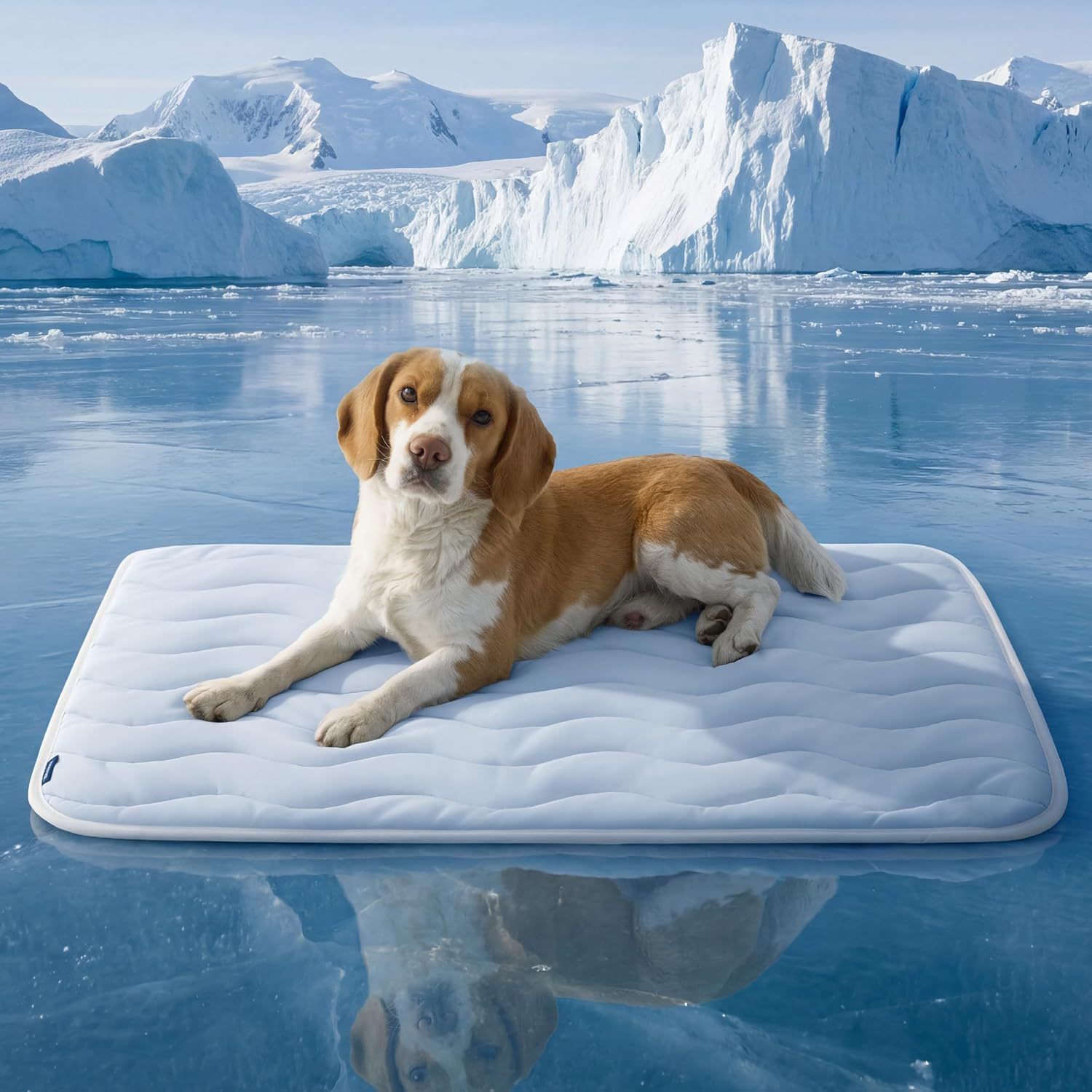91 x 58 CM Blue Premium Wave Quiltied Pet Cooling Mat - Washable Self-Cooling