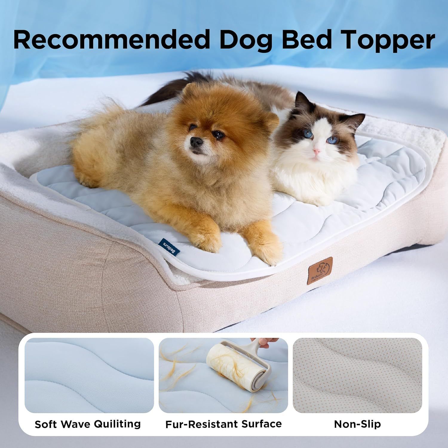 122 x 71 CM Blue Premium Wave Quiltied Pet Cooling Mat - Washable Self-Cooling view 2
