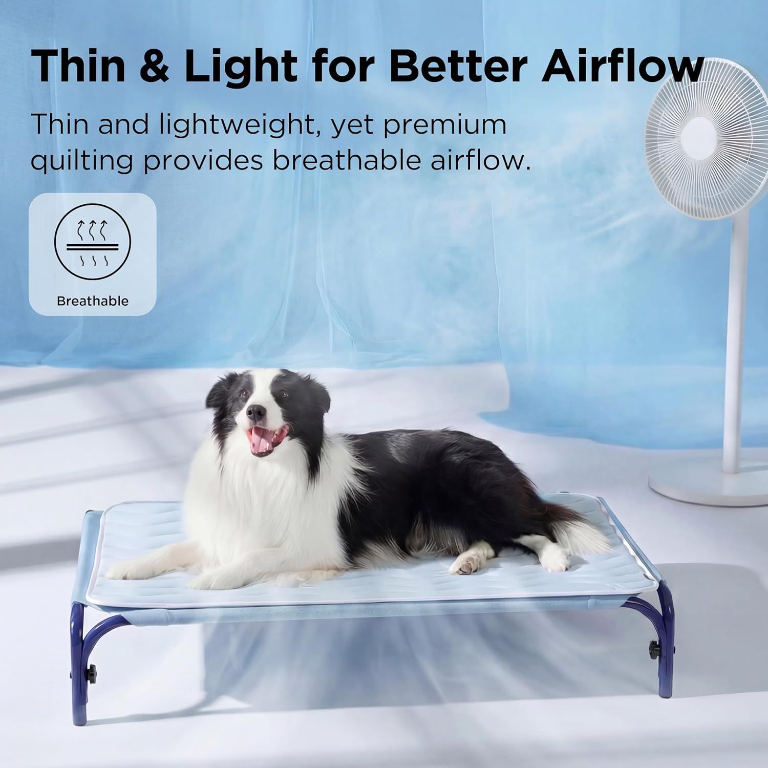 150 x 101 CM Blue Premium Wave Quiltied Pet Cooling Mat - Washable view 3