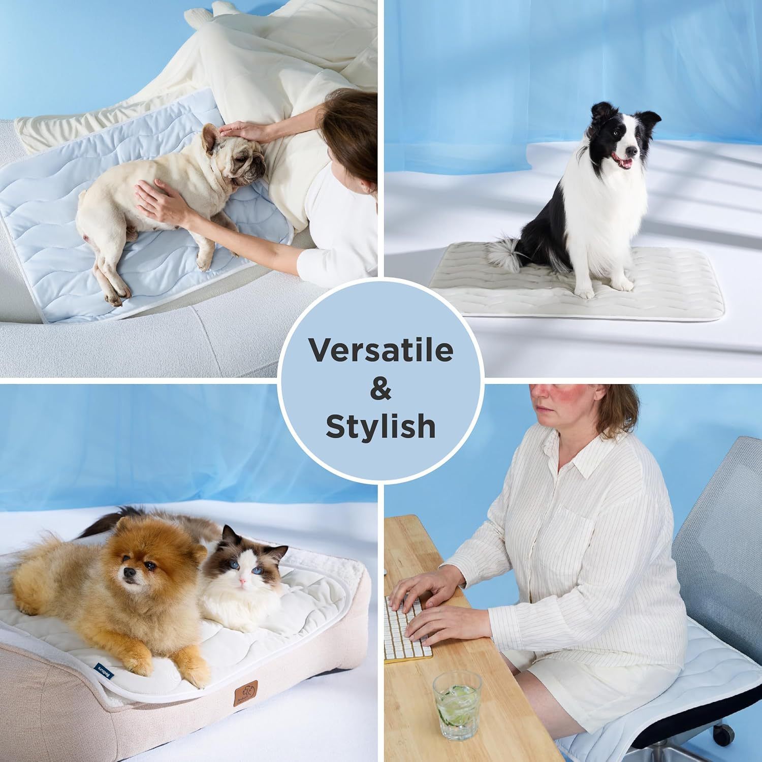 51 x 41 CM Grey Premium Wave Quiltied Pet Cooling Mat - Washable Self-Cooling view 6