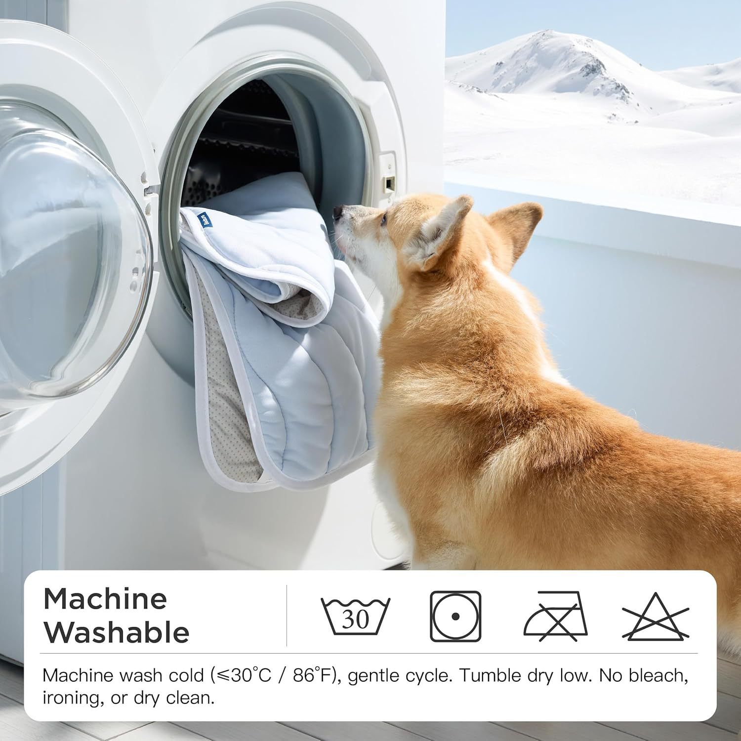 91 x 58 CM Grey Premium Wave Quiltied Pet Cooling Mat - Washable Self-Cooling view 4
