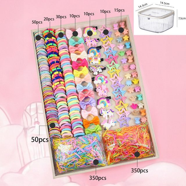 875-Piece Cute Hair Accessories Gift Set with Elastic Rubber Bands & Hair view 5