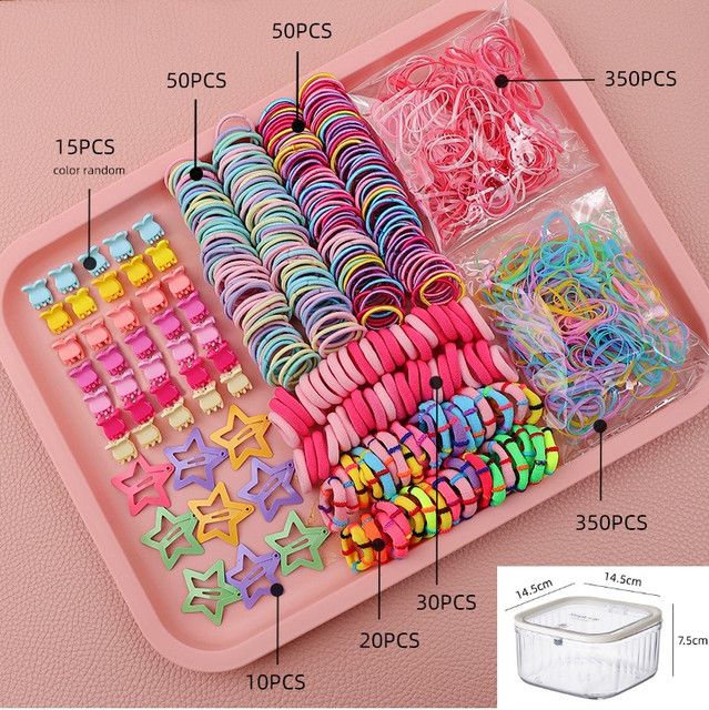 895-Piece Cute Hair Accessories Gift Set with Elastic Rubber Bands & Hair view 4